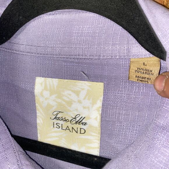 Tasso Ella Island Lavender Lilac Purple Silk Linen Button Down Shirt Size Large - Picture 3 of 5